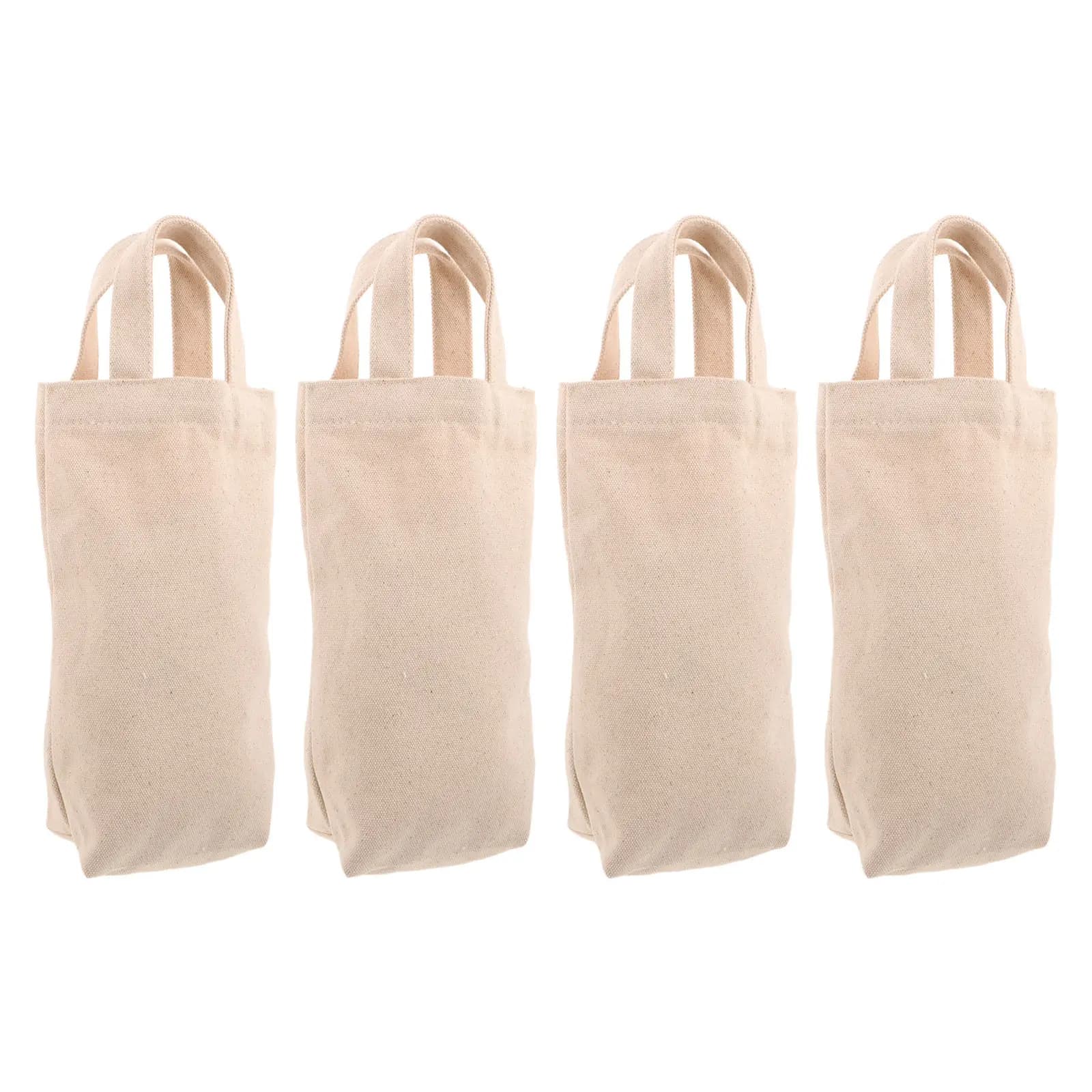 4Pcs Wine Tote Bag Fabric 13.4x6.7x0.6 Inches Reusable Wine Bottle Carrier for Gifts Wedding Anniversary Party