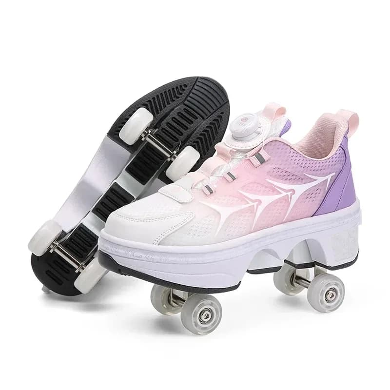 Scarpe da pattini a rotelle deformabili a 4 ruote Pattini professionali a doppia fila per giovani uomini donne Parkour sneakers regalo all'aperto