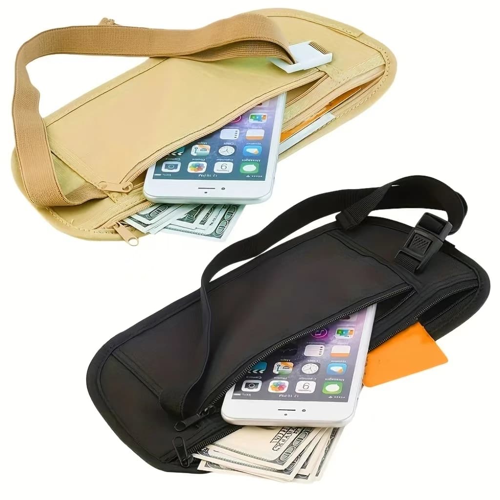 Marsupio da viaggio invisibile antifurto - Portafoglio per uomo e donna, cintura per soldi con passaporto nascosto, regalo per i viaggiatori