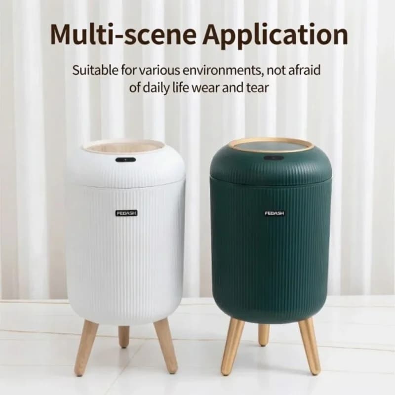Cestino Automatico con Sensore di Movimento, Piccolo Contenitore Intelligente in Plastica con Coperchio per Bagno, Camera da Letto, Cucina, Ufficio