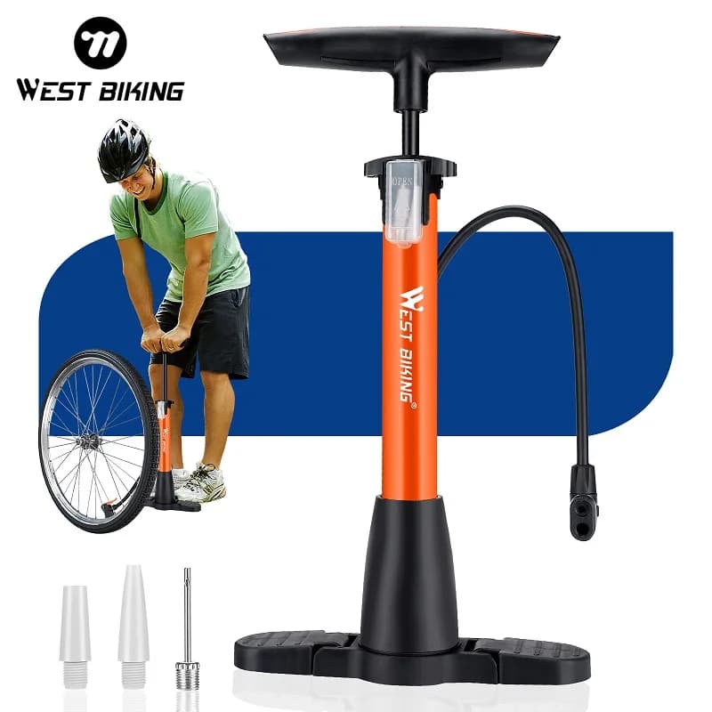 Pompa per Bicicletta WEST BIKING 120PSI, Gonfiatore Portatile per Moto e Bici da Strada, Compatibile con Valvole Schrader/Presta/Dunlop, Accessori per Biciclette