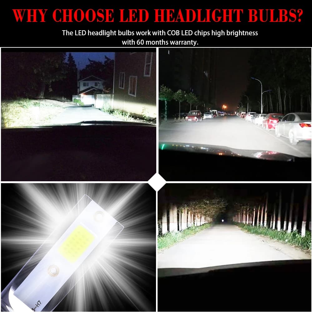 2Pcs H7 H4 LED Headlight Bulb Super Bright LED Car light H1 H3 H8 H11 HB3 9005 HB4 9006 9012 Hir2 Auto Lamp 12V 24V 6000K