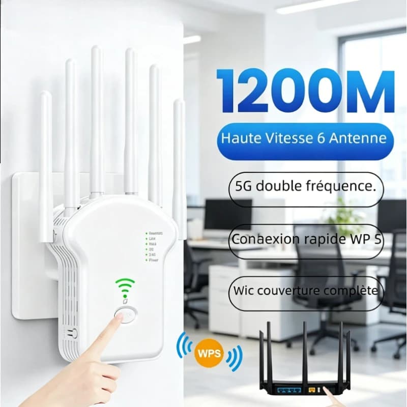2026 NEW AC1200M Dual Band WiFi Repeater 5G High Power Wireless Signal Amplifier Extender for Router Signal Boost
