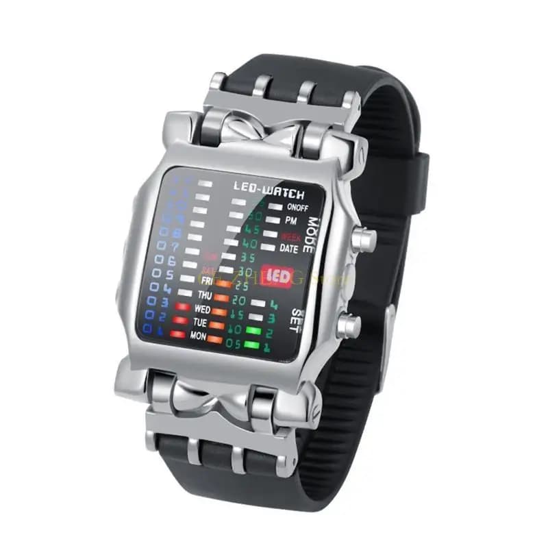 E56B Orologio da lavoro con funzione luminosa/pulsante Orologio rettangolare binario da uomo