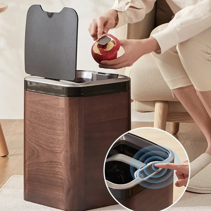 Cestino per rifiuti di lusso a induzione con bidone della spazzatura automatico intelligente - Contenitore per rifiuti riciclaggio per cucina e bagno con luce coperta