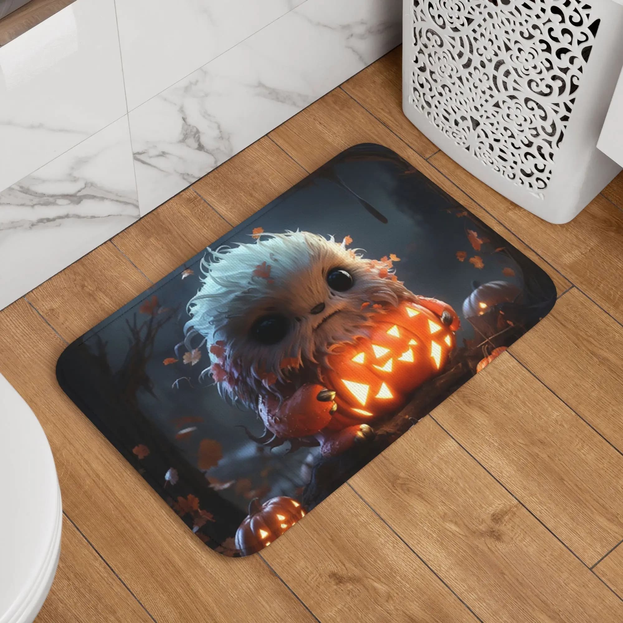 Tappetini Personalizzati per Halloween a Forma di Zucca e Gufo, Antiscivolo per Interni, Tappeto per Ingresso, Bagno e Cucina