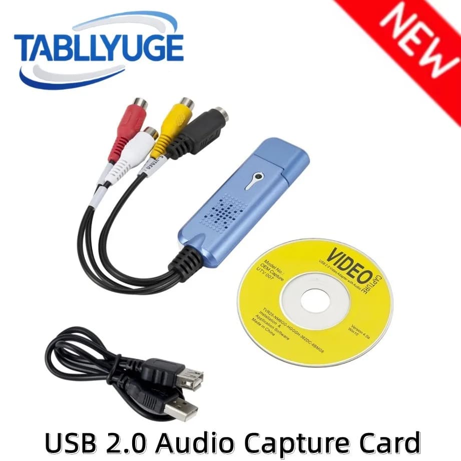 Convertitore da VCR a digitale VHS Scheda di acquisizione audio USB 2.0-Scheda di acquisizione analogica con cavi RCA per dispositivo di acquisizione TV DVD VHS