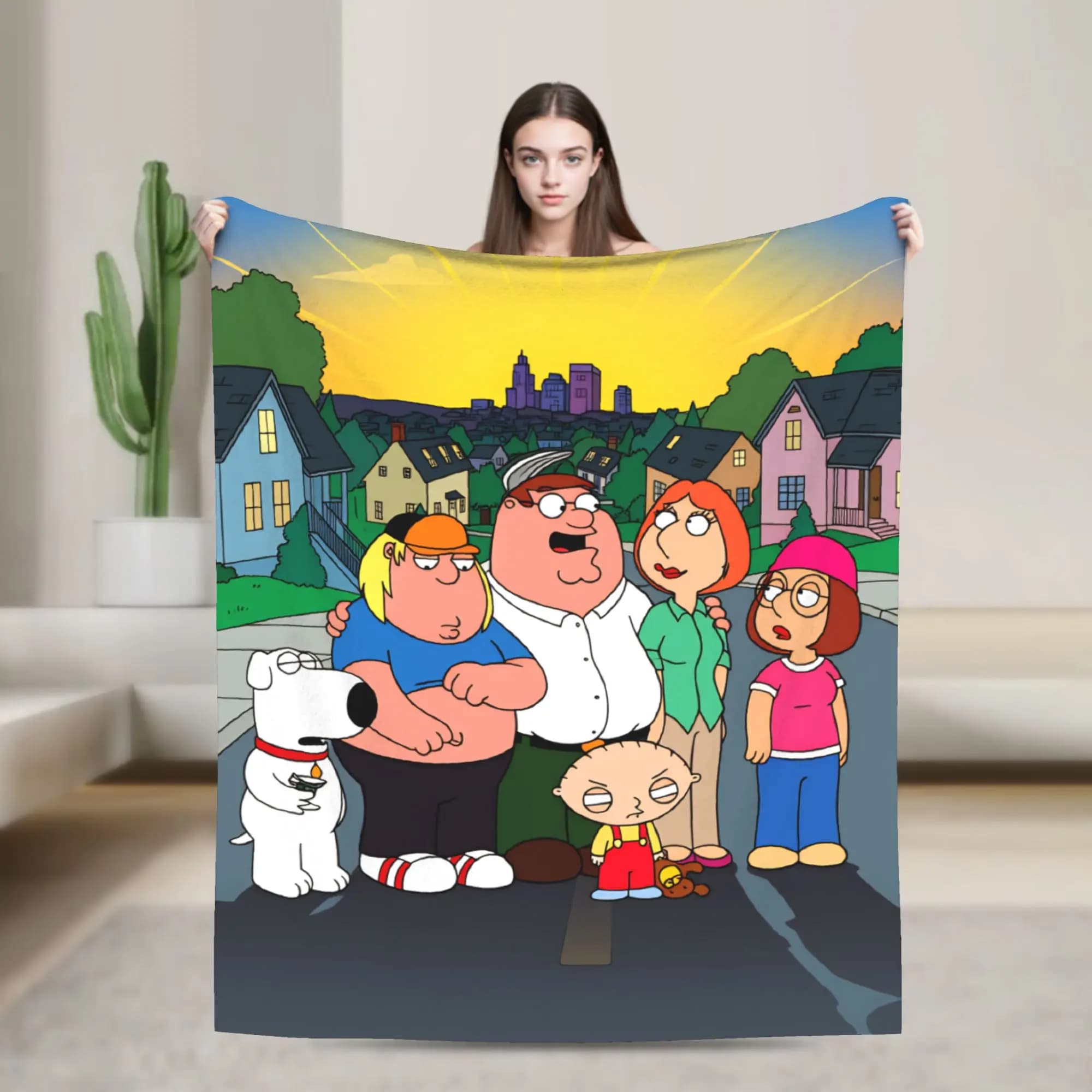 Soft Blanket Decorative Families Cartoon Peter Griffin Guys Throw Blanket Flannel Bedspread For Couch Chair Fun Sofa Bed Cover