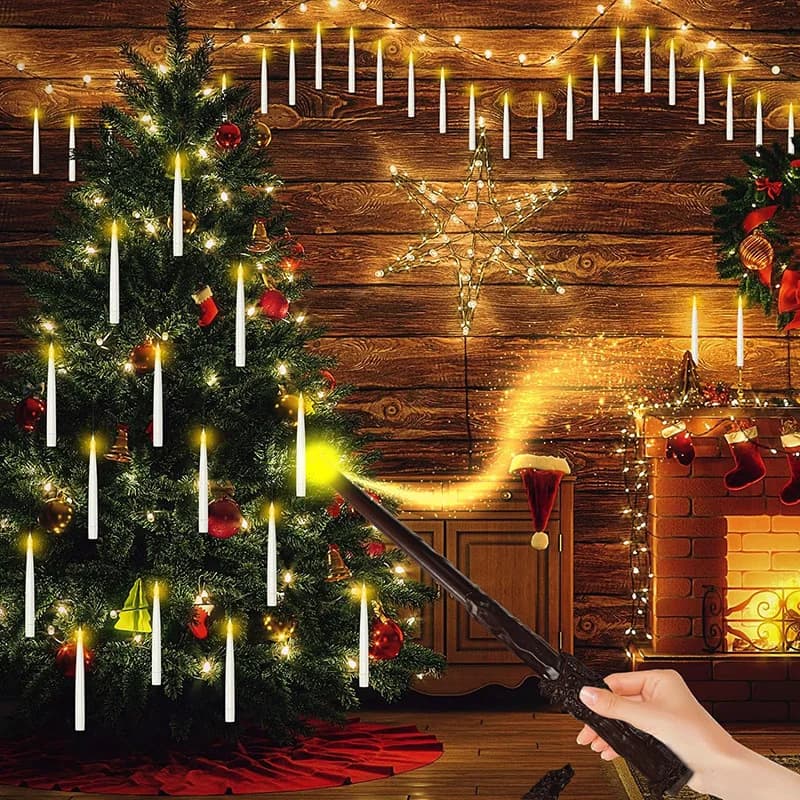 Candele galleggianti a LED da 12/10/24/20 pezzi con bacchetta magica Candele volanti senza fiamma per la decorazione natalizia di nozze