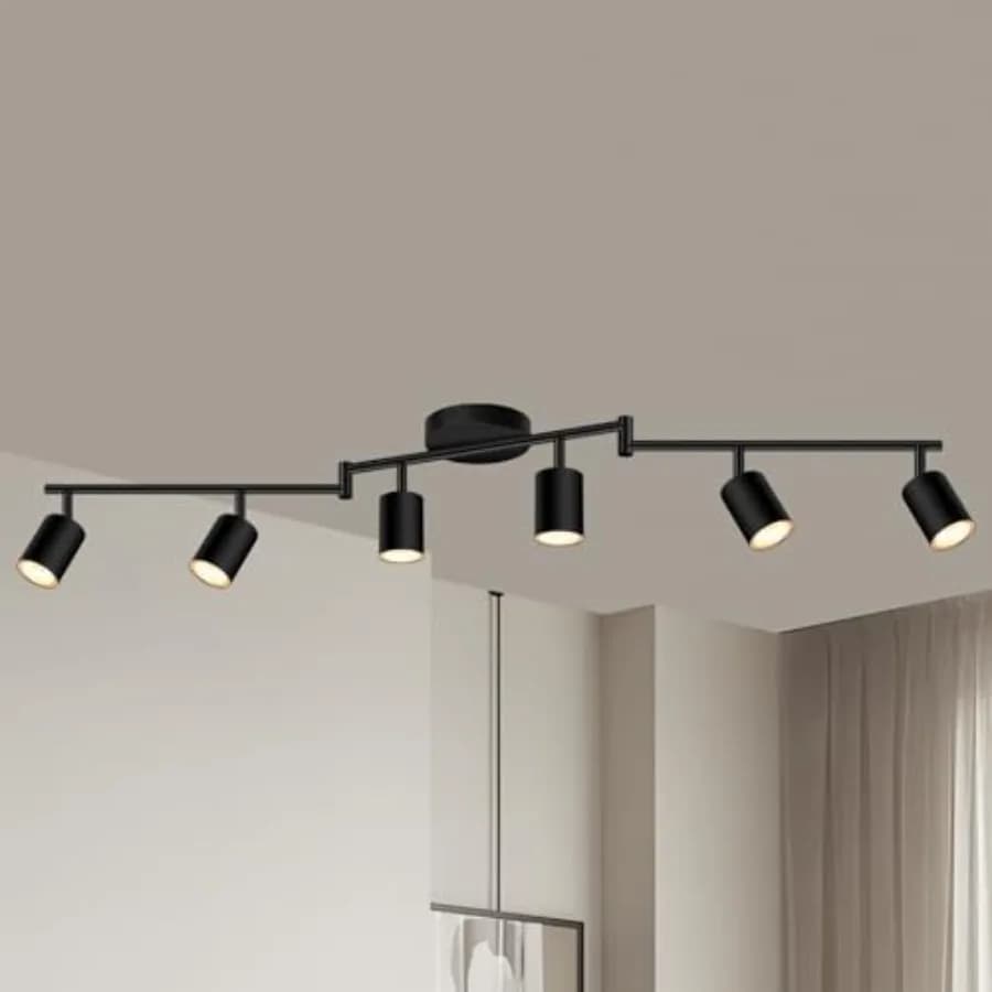 Plafoniere a Binario per Soffitto, Nere Opache, per Illuminazione da Cucina con Teste Orientabili, Bracci Pieghevoli, Design Moderno