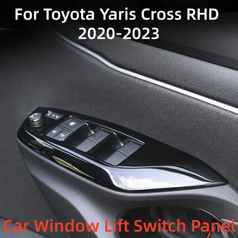 Copertura Decorativa in Fibra di Carbonio ABS Nero Lucido per Pulsanti Alzacristalli Auto, Accessori per Toyota Yaris Cross 2020-2023, Guida a Destra