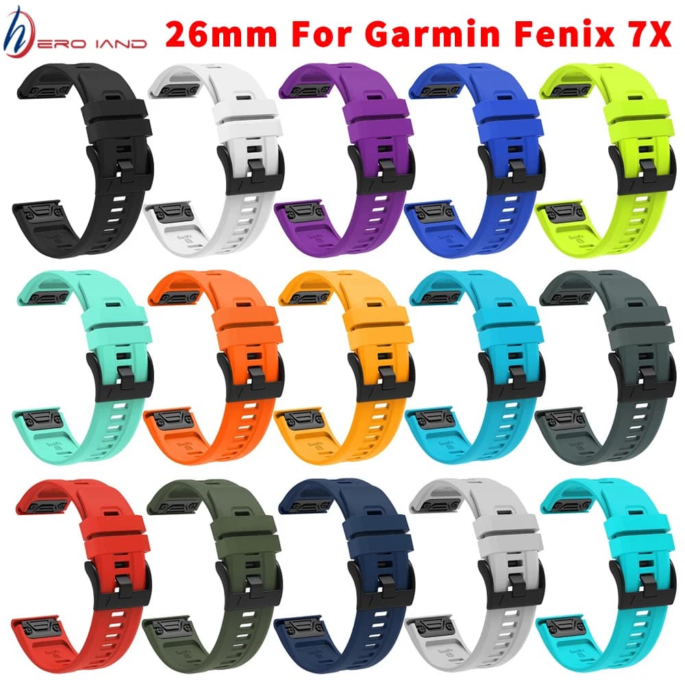 26mm Silicone Smart Watch Band per Garmin Fenix 7X cinturino a sgancio rapido per Fenix7X braccialetto 15 colori