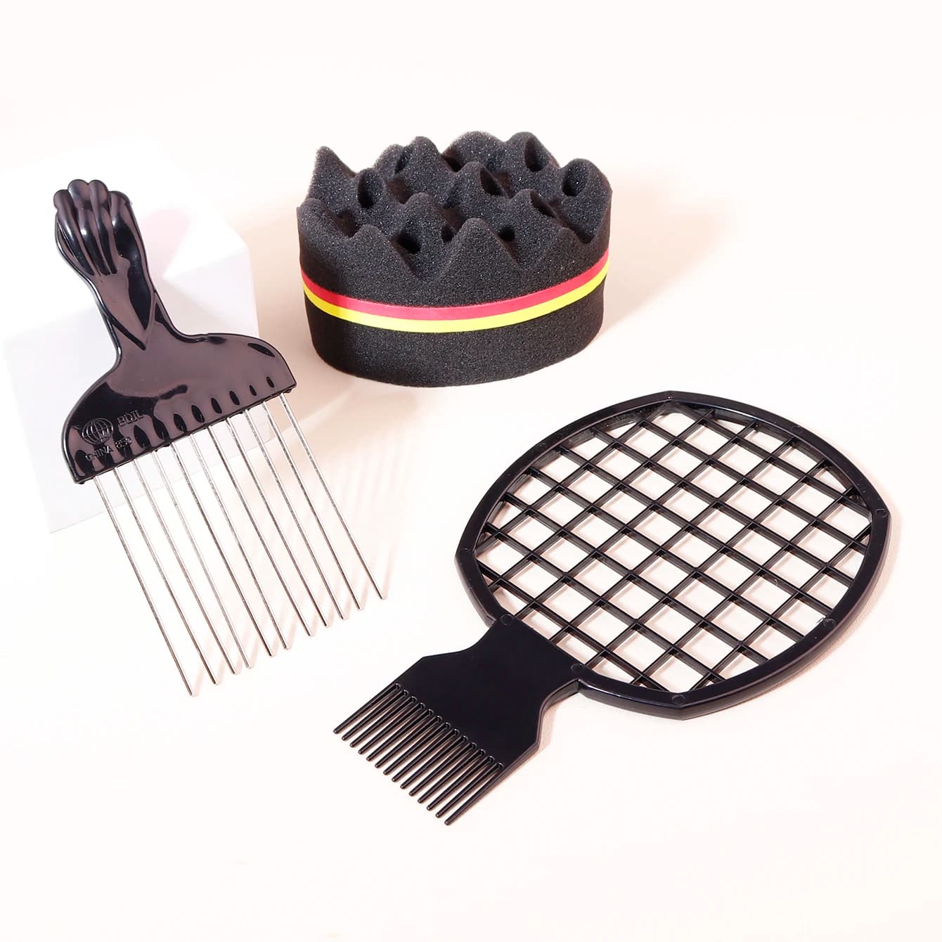 3 pezzi/set di set di spugne per permanente nere, strumento magico per la cura dei capelli ricci africani alla moda, speciale per parrucche di capelli veri