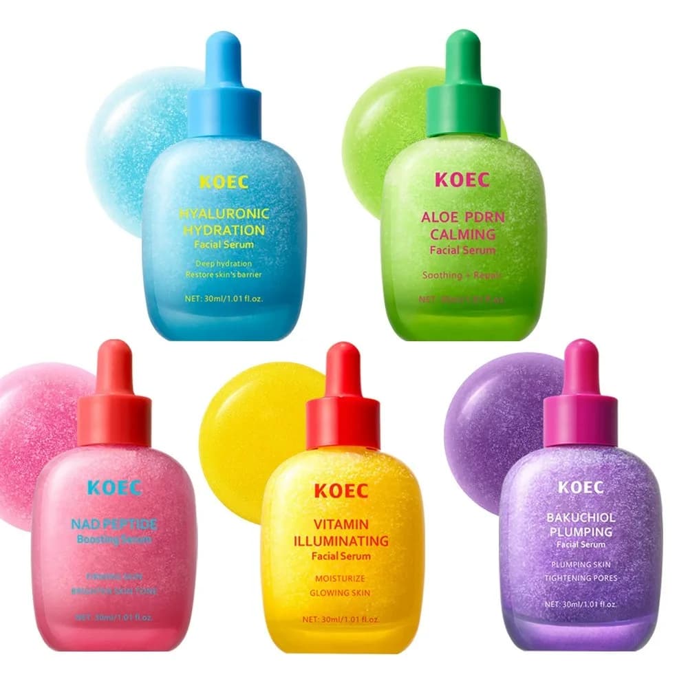 KOEC Bakuchiol/Vitamin C/NAD Peptide Face Essence Moisturizing Brightening Firming Skin Repair Serum Shrink Pores Skincare