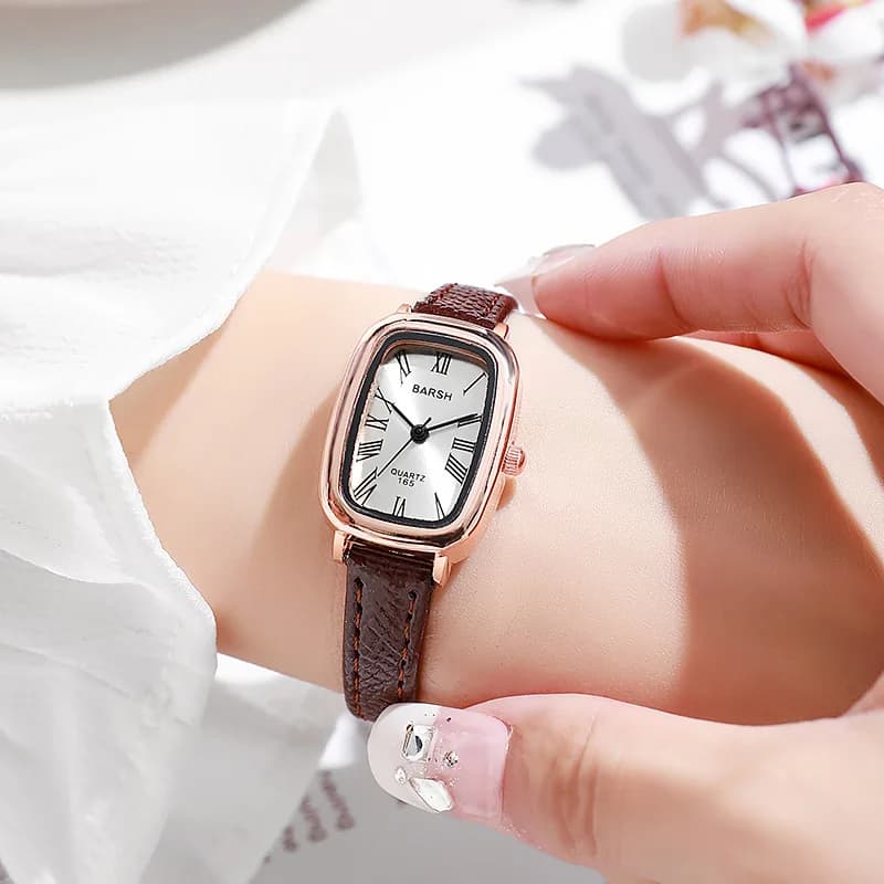 Vintage Women's Fashion Quartz Watch Luxury Gift Women's Watch Simple Leather Strap Rectangular Dial Wrist Watch Dropshipping