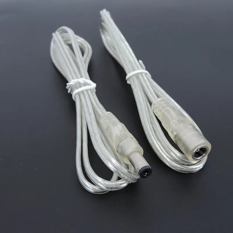 0.2/0.5/1M 20AWG 5A Transparent DC Male Female Jack Power Adapter Pigtail Cable 5.5x2.1mm Connector Extension Cable For LED Strip