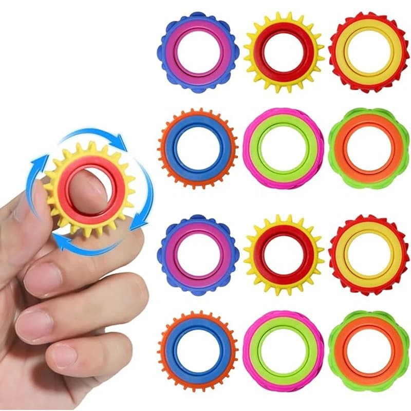 6PCS Rotante Agitarsi Anello per Bambini Sensoriale Dito Spinner Anti Ansia Autismo ADHD Silenzioso Alleviare Lo Stress Regali Aula Premi