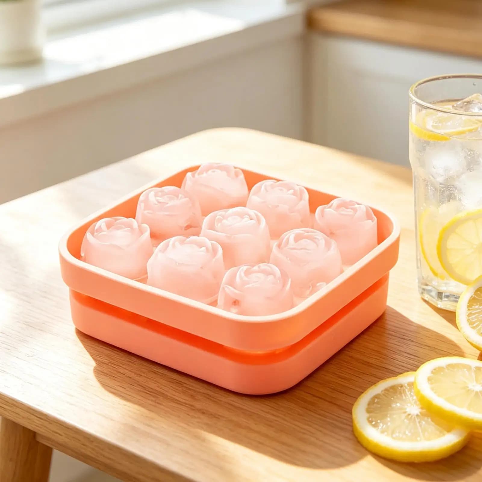 Easy Release Cocktail Ice Molds,Food Grade Rose Shape,Durable Flexible Tray For Whiskey Coffee Tea And Household Drink Scenes