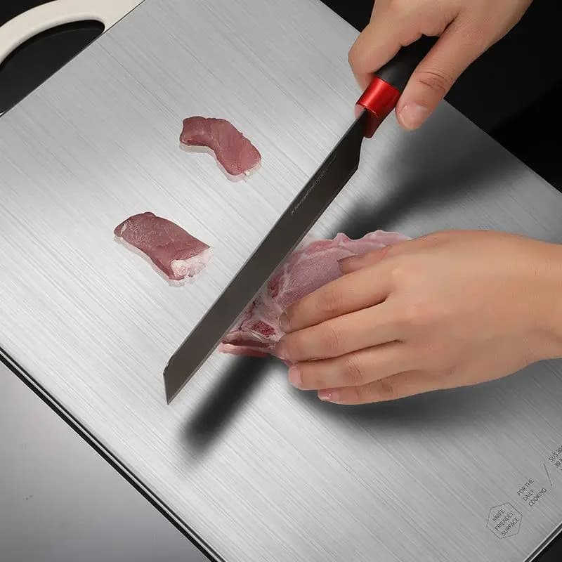 Double-Sided Stainless Steel Plastic Cutting Board Kitchen Use Fruit Cutting Pasta Board Modern Simple Style Square Shape