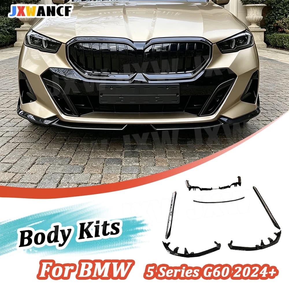 JXWANCF ABS Front Bumper Rear Lip Diffuser Rear Spoiler Side Skirts for BMW 5 Series G60 G68 M Sport 2024+ Car