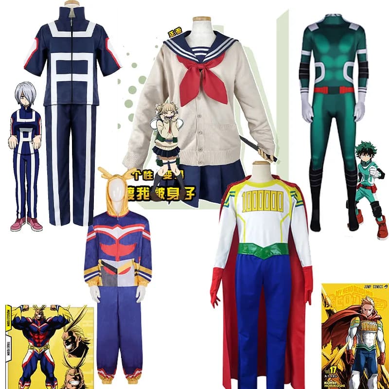 Costume Cosplay Anime My Hero, Uniforme JK di Himiko Toga, Abito da Combattimento All·Might Million Midoriya Izuku per Adulti