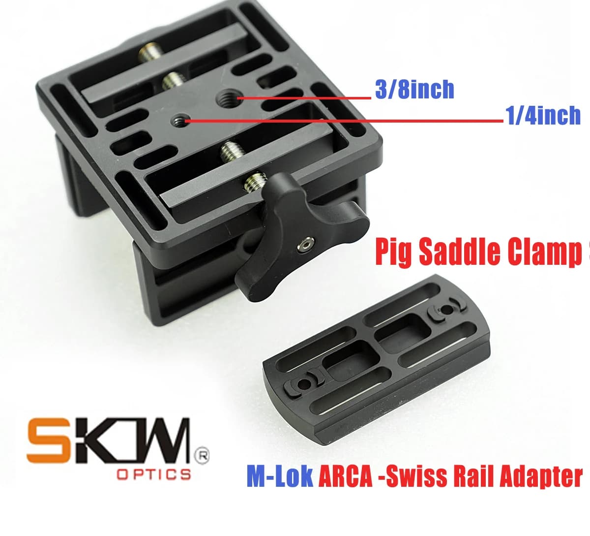 SKWoptics-Pig Saddle Clamp, alluminio, sistema treppiede, adattatore per montaggio su guida M-Lok Arca-Swiss