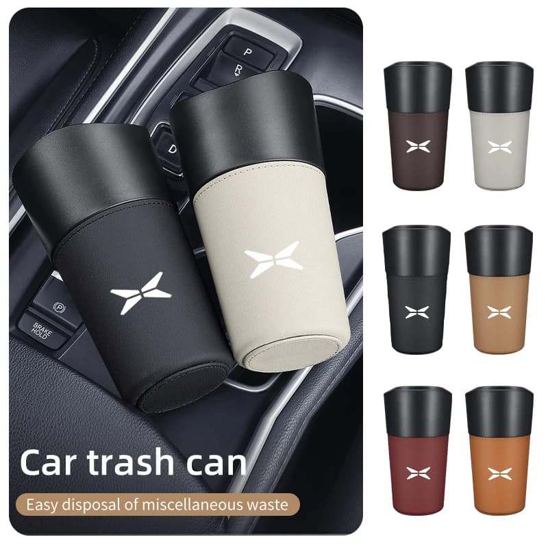 Car trash can mini genuine leather water cup sink storage box suitable for Xpeng P7 G3 G3i G9 P5 X2 N5 F30 H93 Beta 2019 2020 21