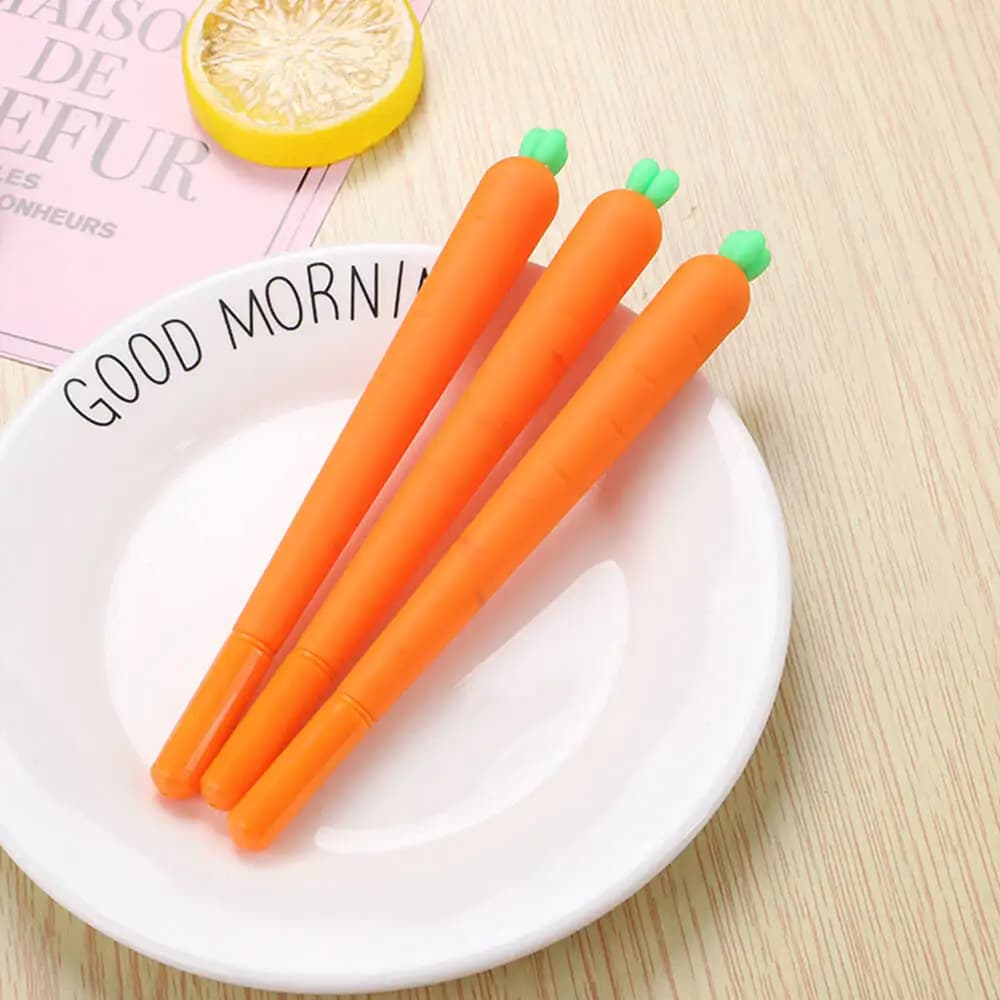 1-2-4-12 Pezzi Penne Gel a Forma di Carota Carine e Kawaii, Regalo Promozionale, Cancelleria per Scuola e Ufficio, Penne Creative Dolci e Graziose