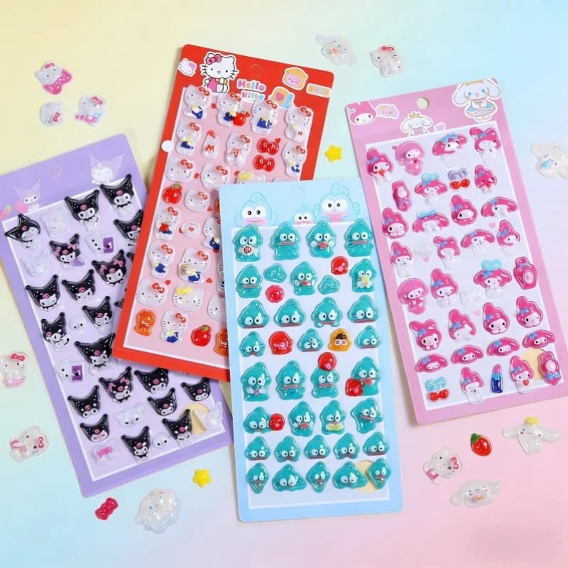 Nuovi Adesivi 3D in Rilievo Sanrio, Kitty Melody Cinnamoroll, Adesivi Decorativi Cartoon, Materiali per Fai-da-Te, Regalo per Appassionati di Anime