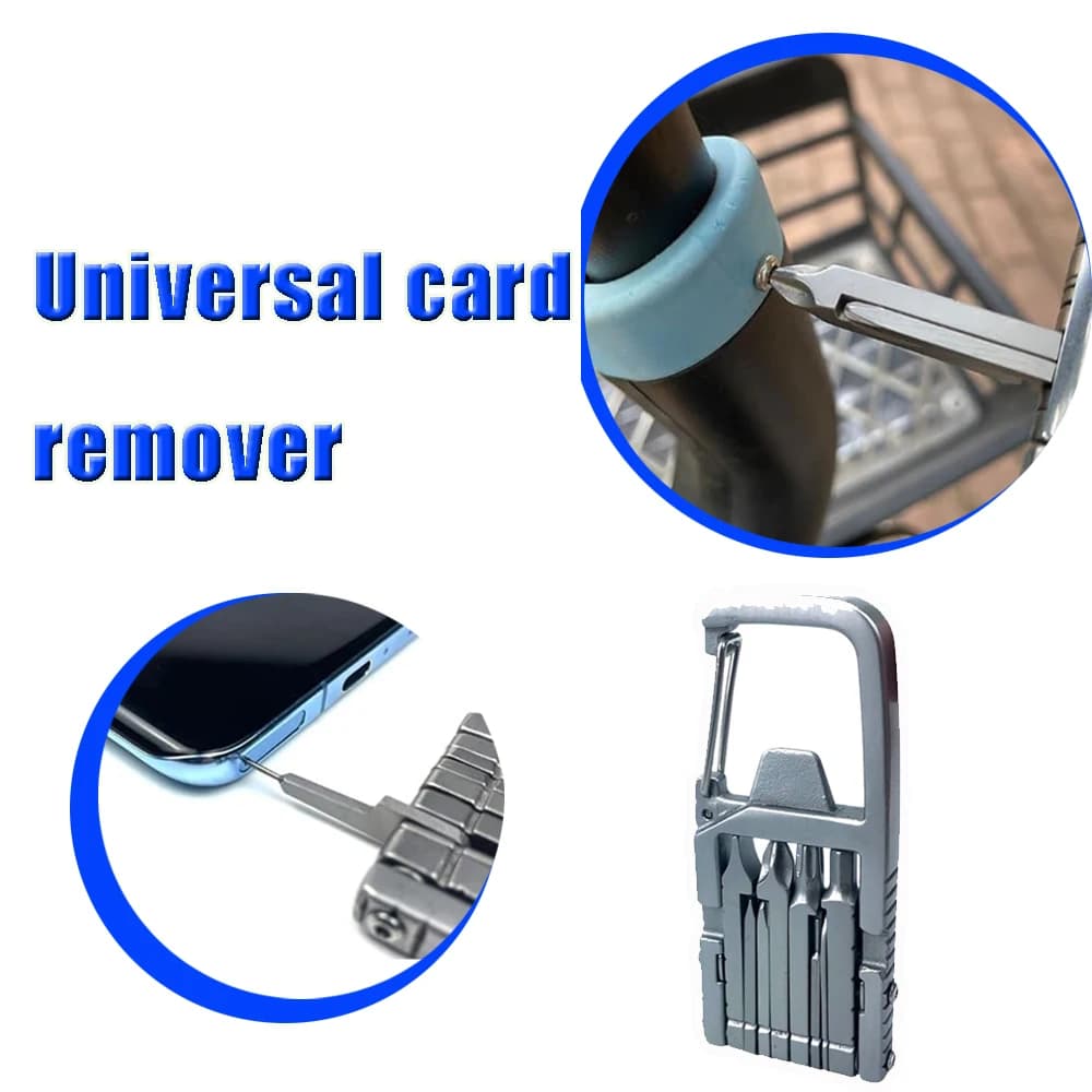 Multifunction Keyring with Phone Support, Camera Tripod, SIM Extractor, Screwdriver Kits and Accessories