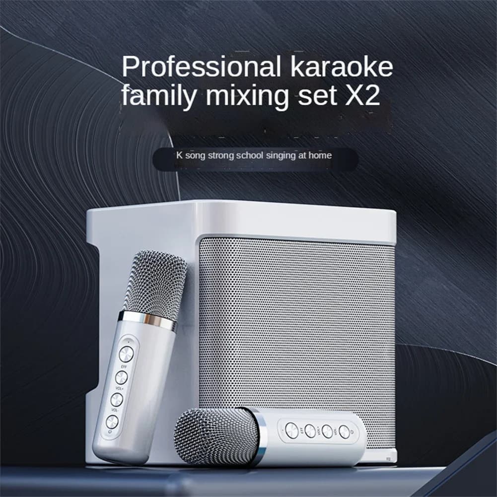 KD203 Karaoke Machine con doppio microfono cambia funzioni vocali altoparlante portatile Studio Subwoofer AUX TF Card U Disk Player