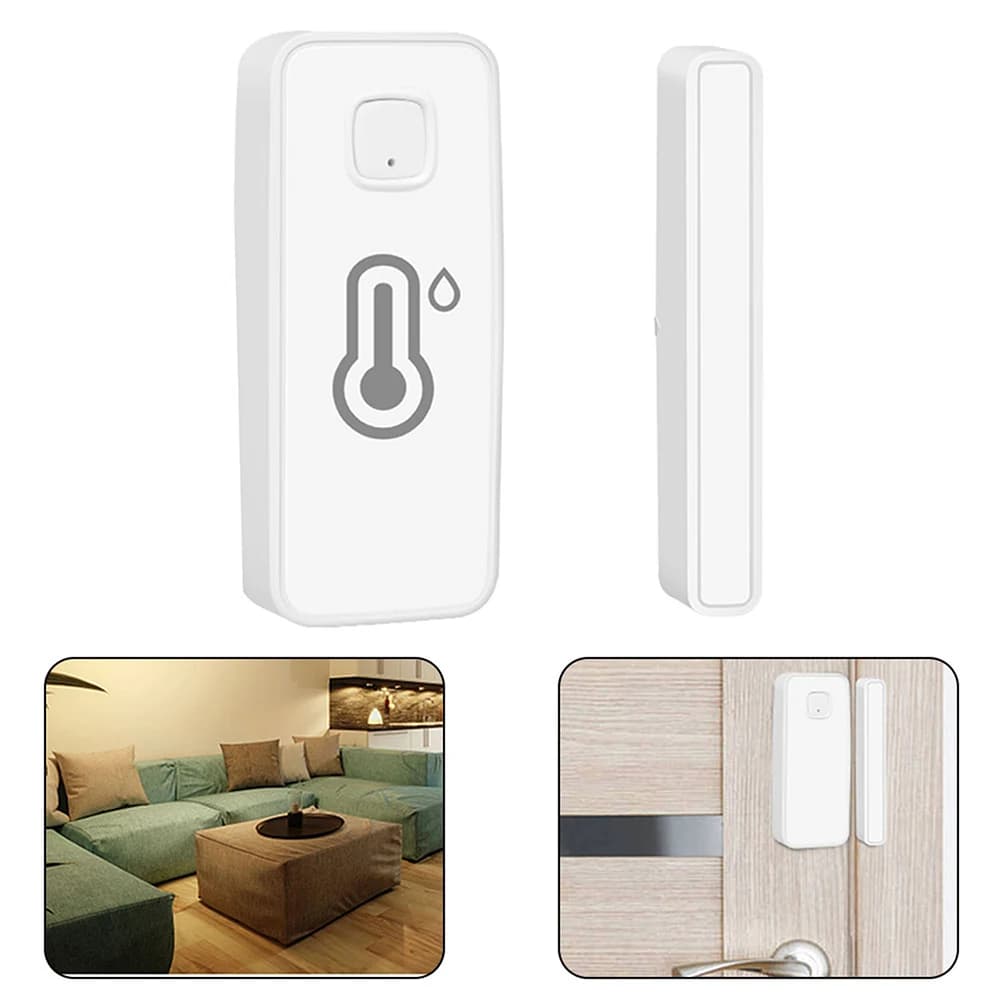 Per Tuya Per allarme magnetico per porta intelligente con rilevamento dell'umidità della temperatura Sensore per porte e finestre Sensore magnetico per porte Smart Lifes