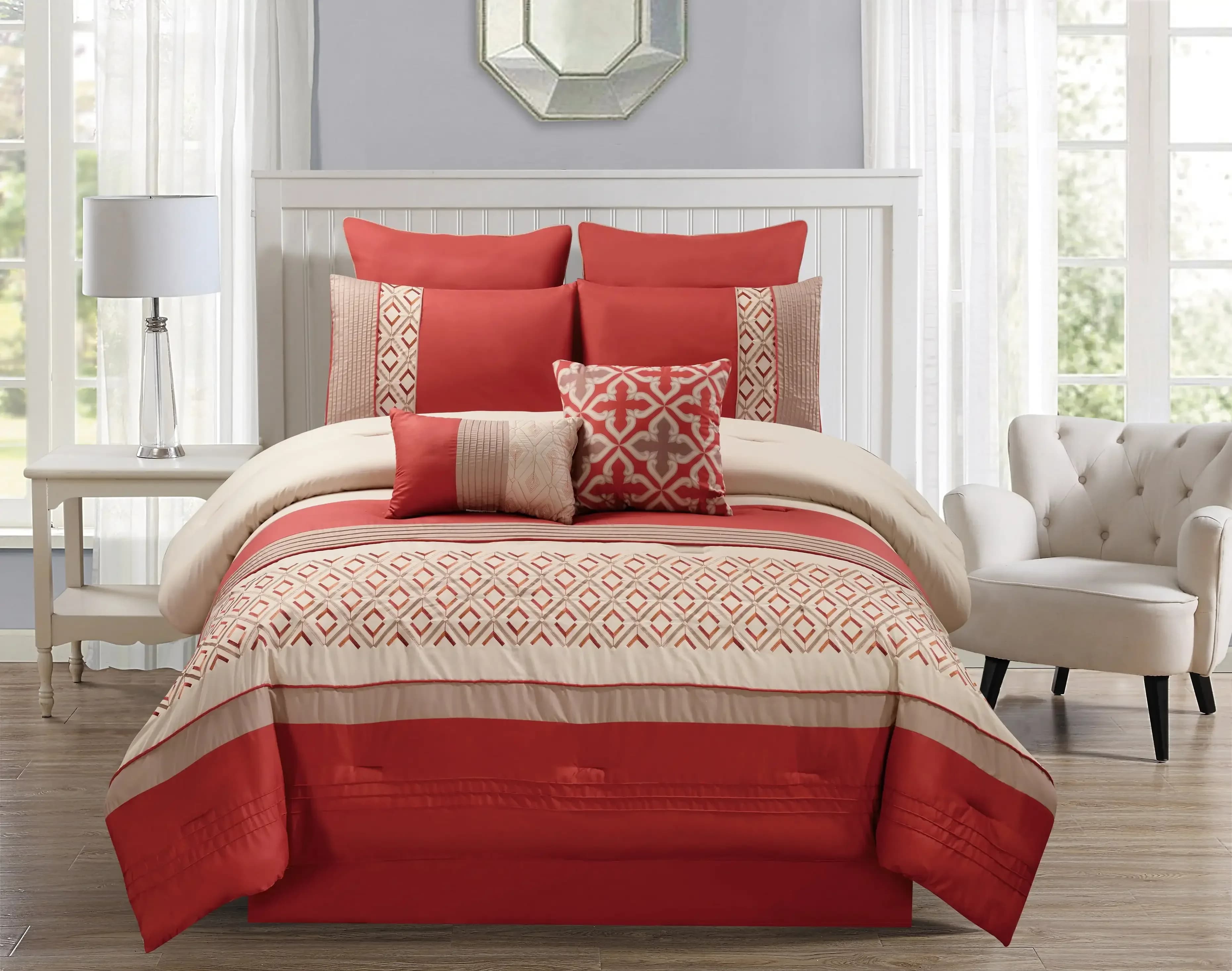 Janna Embroidered Spice 8-Piece Queen Comforter Set for Adults