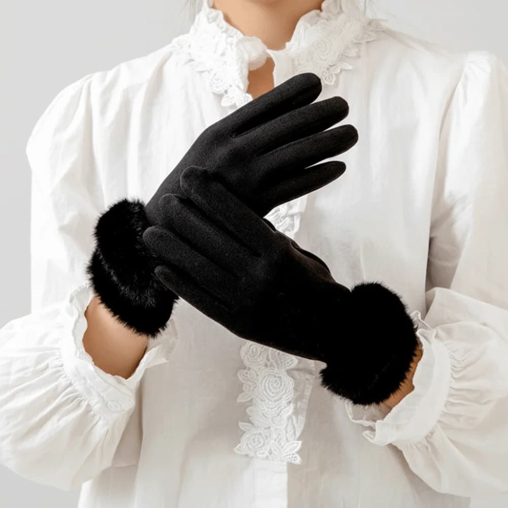 Guanti casual in pelle scamosciata tinta unita Touch Screen Guanti da ciclismo morbidi Guanti invernali da donna spessi antivento Sport
