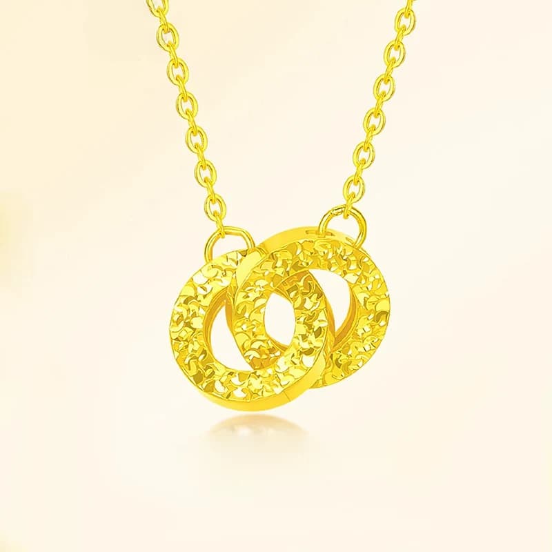 Anello con texture di ghiaccio tritato color oro Collana ad incastro Catena di clavicola di fascia alta super scintillante di lusso leggero per le donne