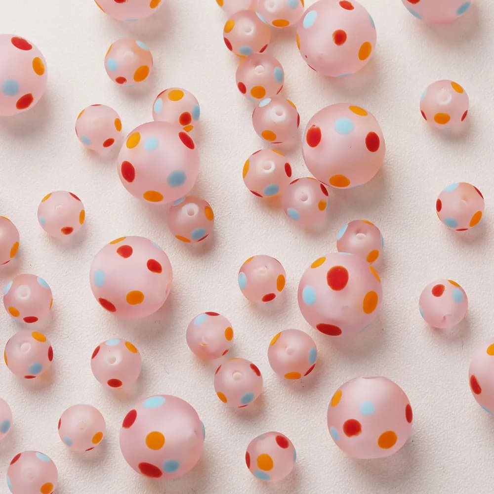 4 pezzi di perline maculate rosa perline di vetro perline rotonde separate per la creazione di gioielli braccialetti forniture fai da te accessori fatti a mano