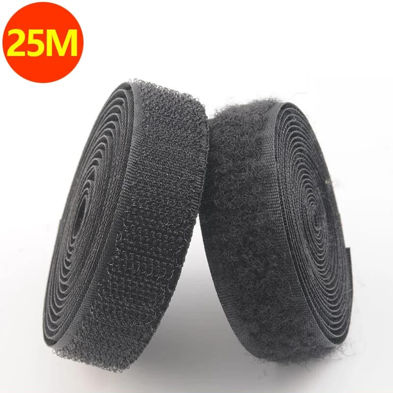 25M Sewing Heavy Duty Fastener Tape Non-adhesive Hook and Loop Soft Nylon Fabric Strips for Sew on DIY Accessories 20/25/30/50mm