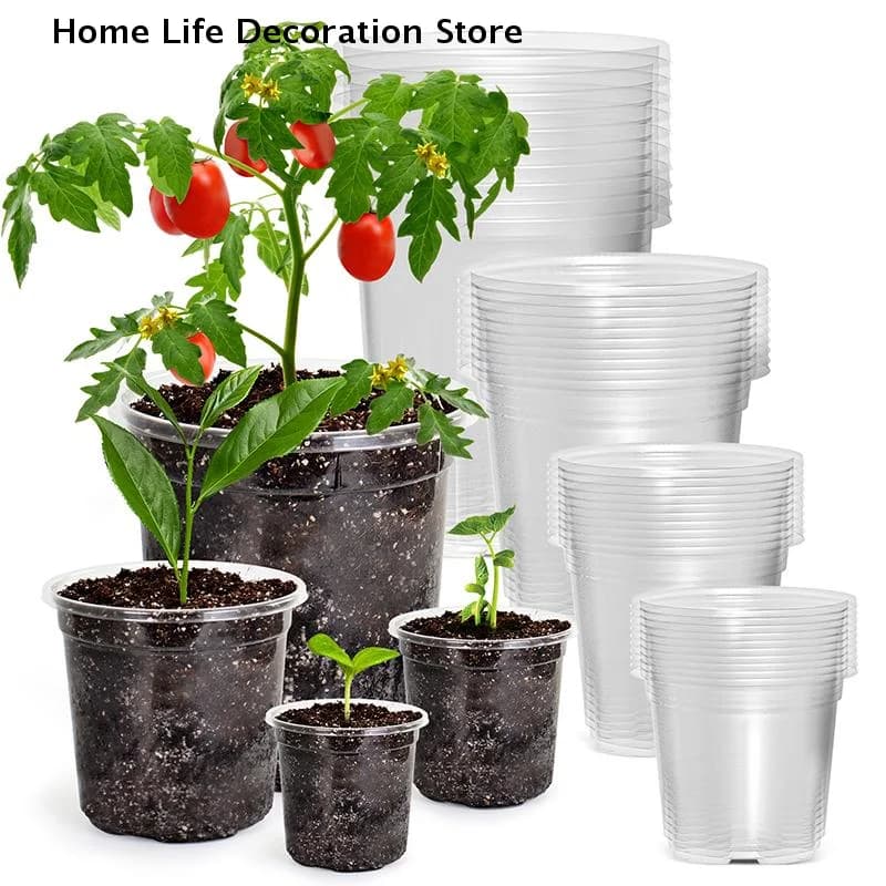 【TG】5 vasi da vivaio trasparenti da 3-6 pollici, fioriere in plastica trasparente con fori di drenaggio, vasi per la germinazione dei semi, contenitori per piante e fiori