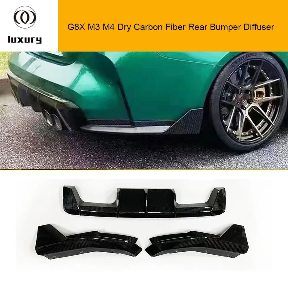 G80 G81 M3 G82 G83 M4 MP Style Dry Carbon Fiber Rear Bumper Diffuser with 2019+ Side Splitter Apron
