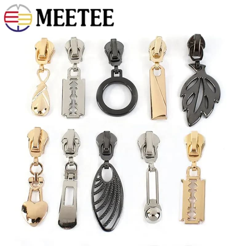10/20 pezzi 5 # Cursori per cerniere per cerniere in resina di nylon metallico Borsa per vestiti Decorazione Estrattore per testa con cerniera Kit di riparazione Accessori per cucito fai-da-te