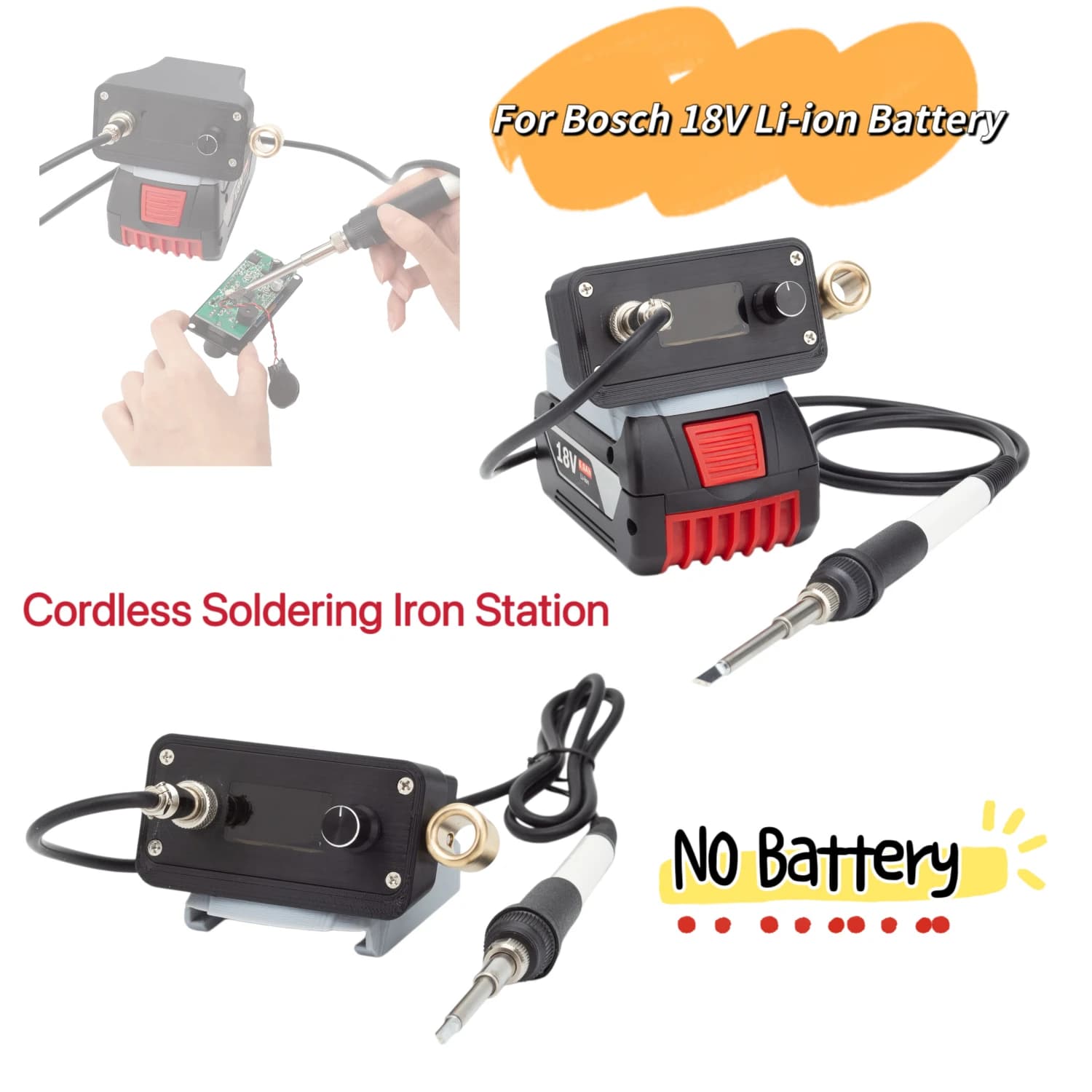 Stazione di saldatura portatile OLED T12 regolabile per batteria agli ioni di litio Bosch 18V per riparazioni fai-da-te (SENZA batteria)