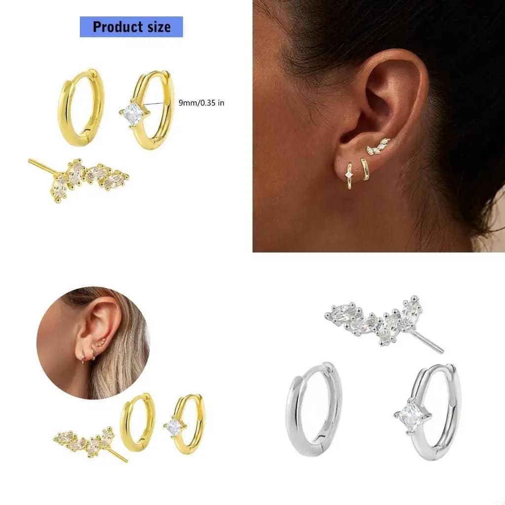 Zirconia Earrings with Gold Plating Huggie Earrings Fashion Jewelry for Women