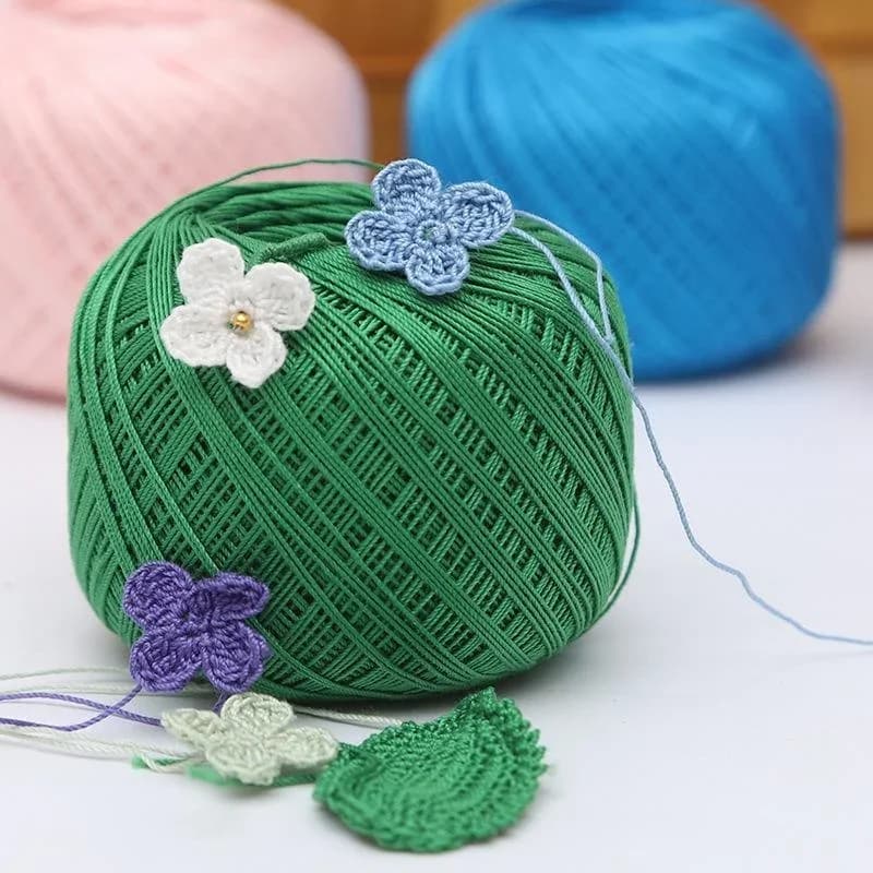 20g Numero 10 Filo di pizzo di puro cotone, borsa all'uncinetto, cappello, sottobicchiere, filo da ricamo con ago all'uncinetto in cotone perlato ad alta torsione