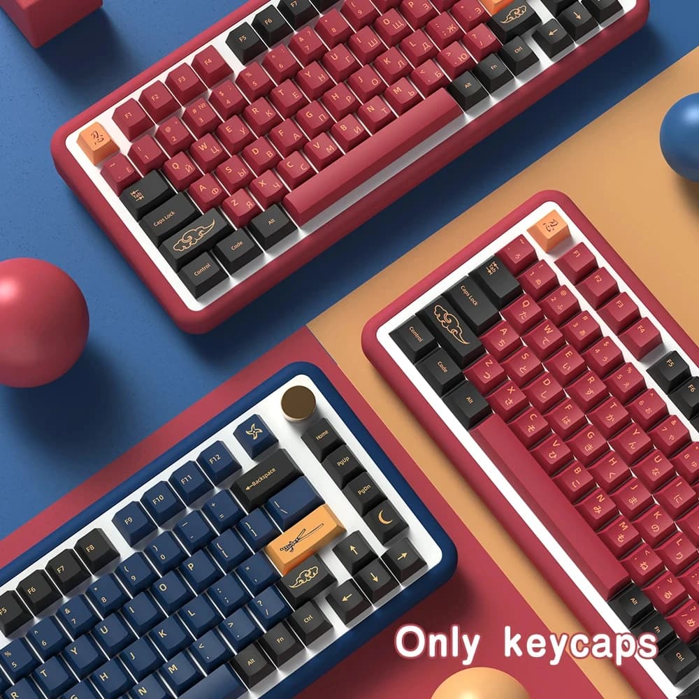 Copritasti GMK BLEU/ROSSO Samurai giapponese/coreano/allemand/spagnolo PBT Copritasti con layout ISO Profilo Cherry per tastiera meccanica GMK