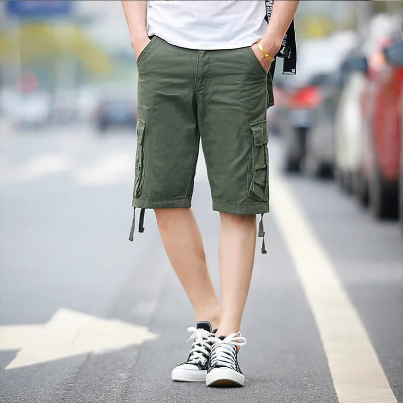 Men's Cargo Shorts 90% Cotton, Multi-Tasche, Casual Classic Summers, for Open and Running Sports, Without Belt