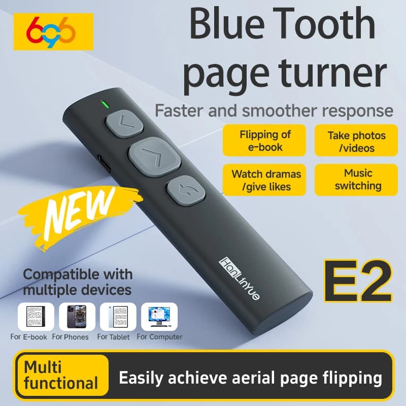 BT Page Turner, e-book reader, Bluetooth remote control for smartphones, short video slide support, Android/iOS mobile phones