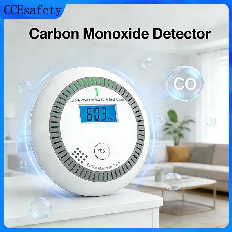 Rilevatore di Monossido di Carbonio CCEsafety a Batteria, Allarme CO con 10 Anni di Durata del Sensore, Display LED per Campeggio, Casa, Camper
