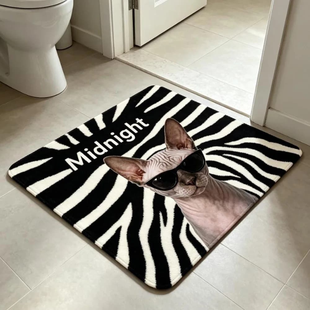 Anti slip mat personalized pet head portrait print quick dry flexible rug practical laying accessory for bathroom corner