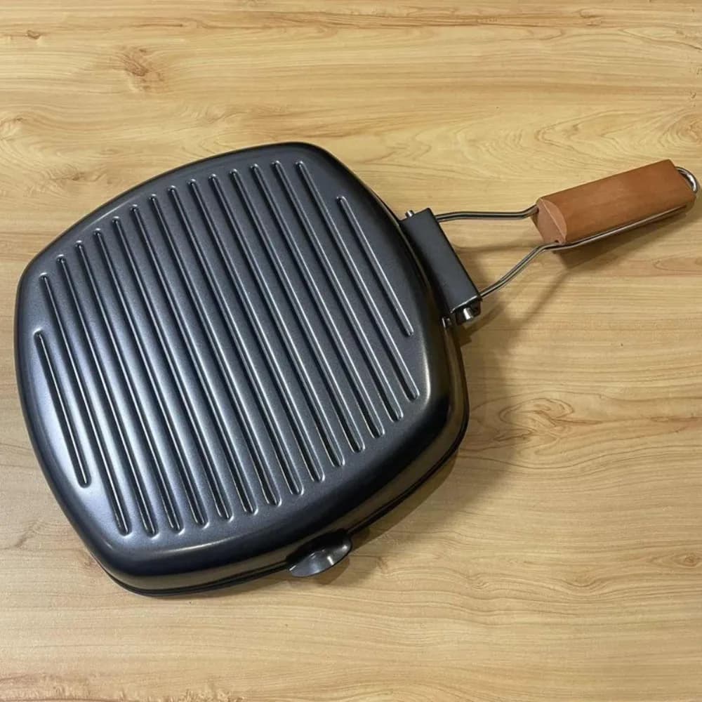 Hand forging, non-adhesive, non-coated portable cast iron bowl for picnic, folding, without lid, steak, outdoor barbecue pan