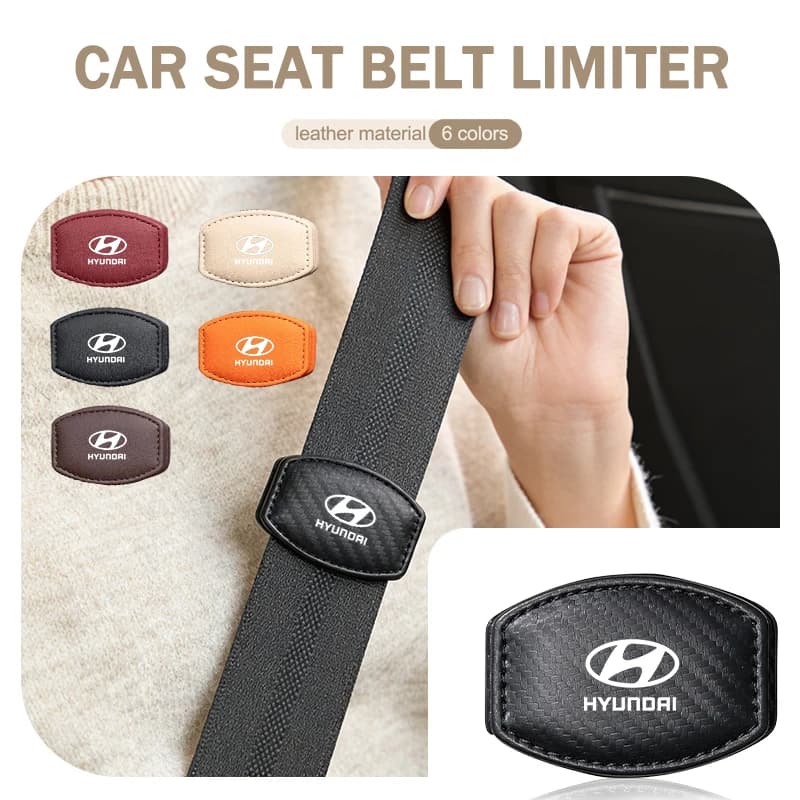 Car Seat Belt Leather Fixing Clip Limiter Adjustable Safety Strap Cover For Hyundai I10 I30 I20 Venue Veloster Tucson Ioniq Getz